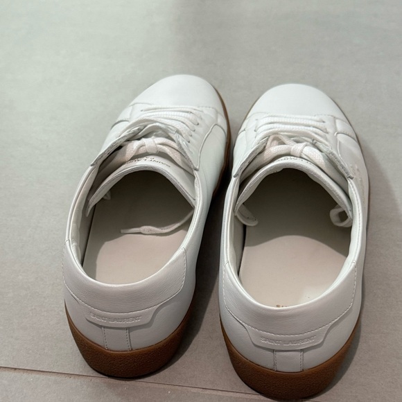 SAINT LAURENT COURT CLASSIC EMBROIDERED SNEAKERS IN SMOOTH LEATHER OPTIC WHITE - Picture 3 of 5
